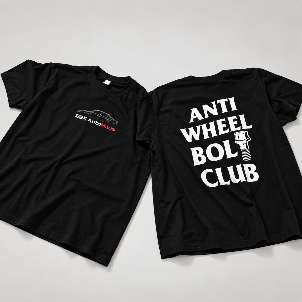 E9X AutoHaus Anti Wheel Bolt Tee sample front and back